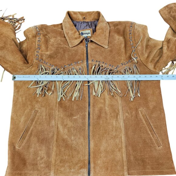 Classyak Fringe Leather Coat Mens 4XL Fits Like 2XL Brown Suede Cowboy Western - Picture 4 of 10